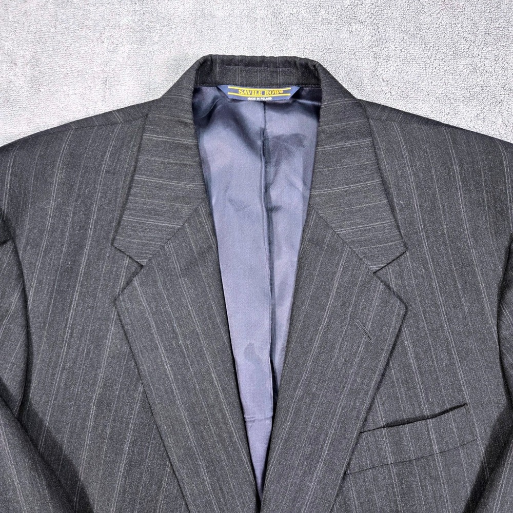 Savile Row Blazer Mens 46R(48) Charcoal Grey Pinstripe Virgin Wool Sport Coat - Picture 4 of 16